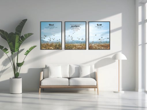 Scripture Wall Art- Set of 3, Peaceful Bible Verse Wall Art- Matthew 5:9, Romans 15:13, Psalm 46:10