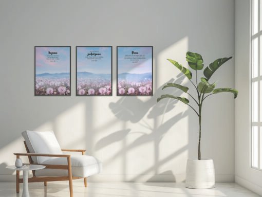 Scripture Wall Art- Set of 3 Peaceful Bible Verse Wall Art- Psalm 4:8, Isaiah 26:3, John 14:27
