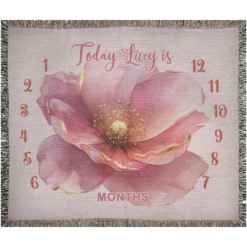 Alternative view of Personalized 100% Cotton Woven Baby Milestone Blanket – Pretty In Pink Blossom Design