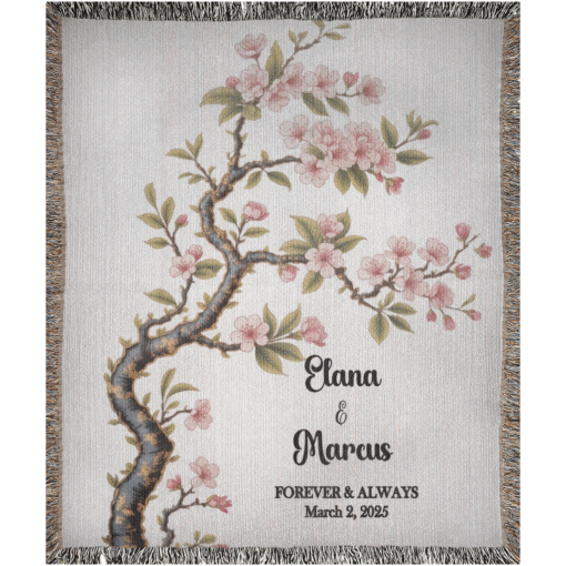 Personalized 100% Cotton Woven Blanket- Branch of Love - Image 4