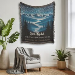 Alternative view of Personalized 100% Cotton Woven Blanket- Echoes of the Valley
