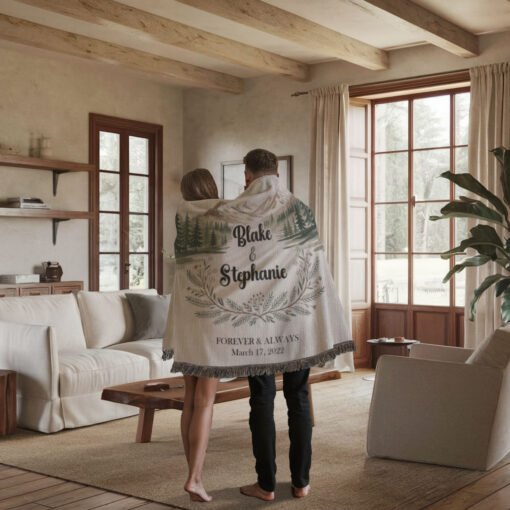 Personalized 100% Cotton Woven Blanket- Whispering Pines - Image 3