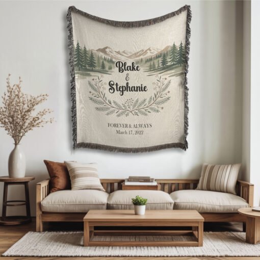 Personalized 100% Cotton Woven Blanket- Whispering Pines - Image 2