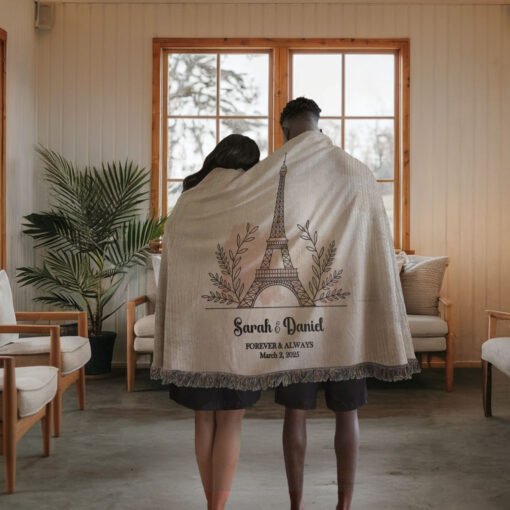 Personalized 100% Cotton Woven Blanket- Art de Paris - Image 3