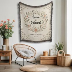 Alternative view of Personalized 100% Cotton Woven Blanket- Wildflower Embrace
