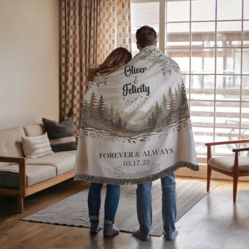 Personalized 100% Cotton Woven Blanket- Evergreen Escape - Image 3