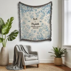 Alternative view of Personalized 100% Cotton Woven Blanket- Blooming Horizon
