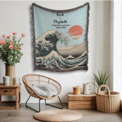 Alternative view of Personalized 100% Cotton Woven Blanket- Rising Together