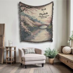Alternative view of Personalized 100% Cotton Woven Blanket- Petals of Spring