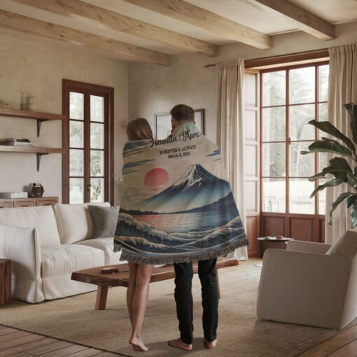 Personalized 100% Cotton Woven Blanket- Forever Fuji - Image 3