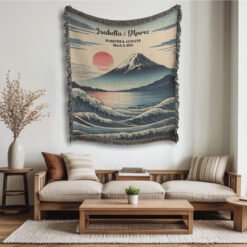 Alternative view of Personalized 100% Cotton Woven Blanket- Forever Fuji