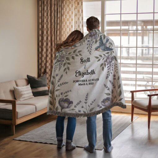 Personalized 100% Cotton Woven Blanket- Flight of Love - Image 3