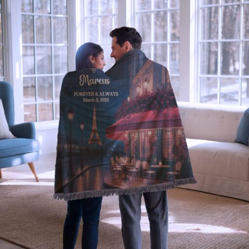 Personalized 100% Cotton Woven Blanket- Midnight in Paris - Image 3