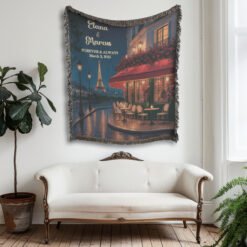 Alternative view of Personalized 100% Cotton Woven Blanket- Midnight in Paris