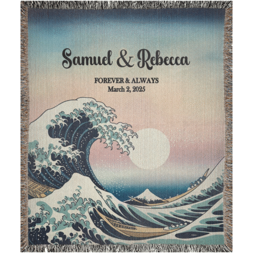 Personalized 100% Cotton Woven Blanket- Moonlit Tide - Image 4