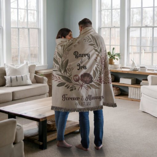 Personalized 100% Cotton Woven Blanket- Branch of Love - Image 3