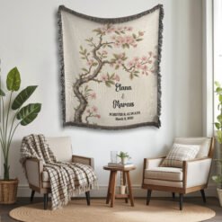 Alternative view of Personalized 100% Cotton Woven Blanket- Branch of Love