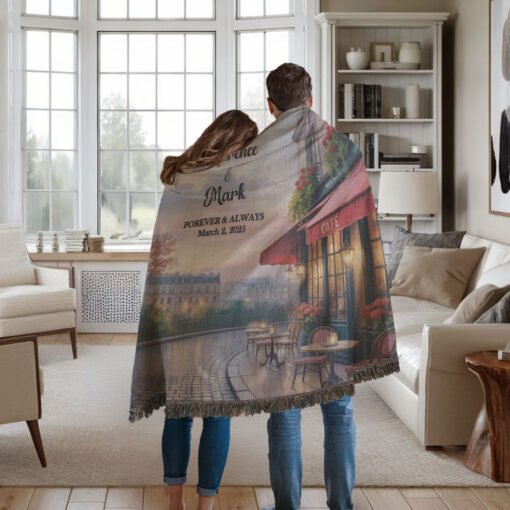 Personalized 100% Cotton Woven Blanket- Parisian Glow - Image 3