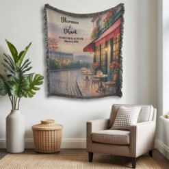 Alternative view of Personalized 100% Cotton Woven Blanket- Parisian Glow