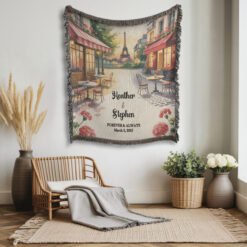 Alternative view of Personalized 100% Cotton Woven Blanket- Sunset Amour