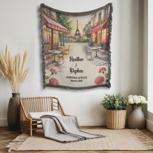Personalized 100% Cotton Woven Blanket- Sunset Amour - Image 2