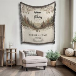 Alternative view of Personalized 100% Cotton Woven Blanket- Evergreen Escape