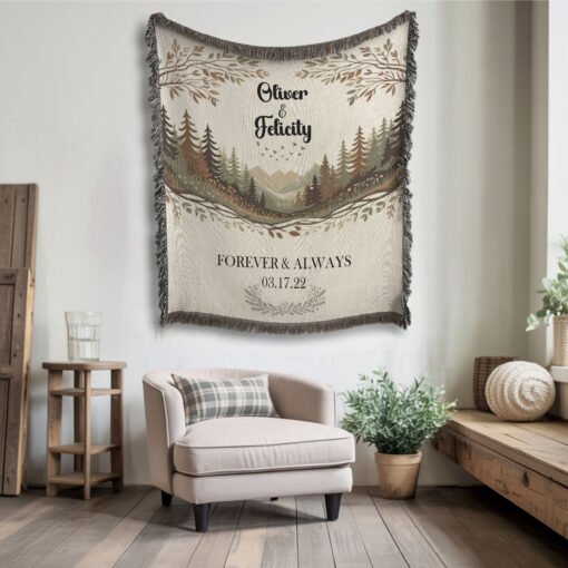 Personalized 100% Cotton Woven Blanket- Evergreen Escape - Image 2
