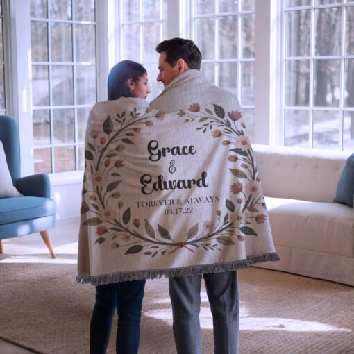Personalized 100% Cotton Woven Blanket- Timeless Bloom - Image 3
