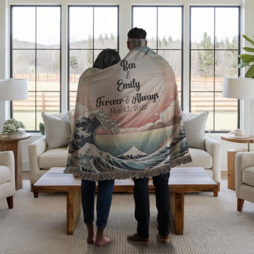 Personalized 100% Cotton Woven Blanket- Sunset Harmony - Image 3