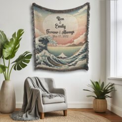 Alternative view of Personalized 100% Cotton Woven Blanket- Sunset Harmony