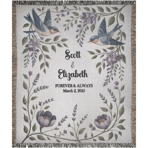 Personalized 100% Cotton Woven Blanket- Flight of Love - Image 4