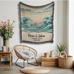 Alternative view of Personalized 100% Cotton Woven Blanket- Tides of Love