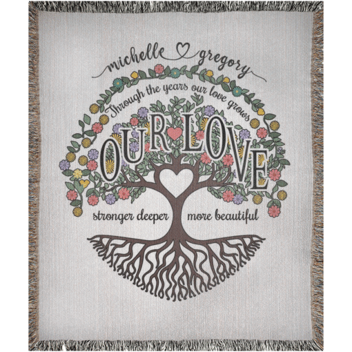Personalized 100% Cotton Woven Blanket (Through The Years Our Love Grows Stronger Deeper More Beautiful) - Image 5