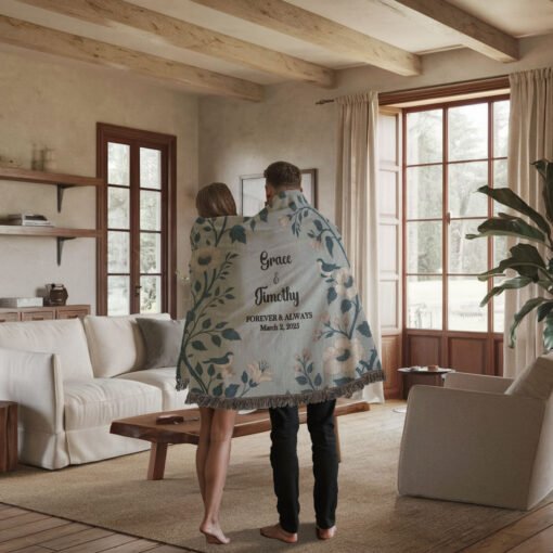 Personalized 100% Cotton Woven Blanket- Whispering Blossoms - Image 3