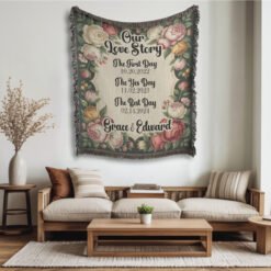 Alternative view of Personalized 100% Cotton Woven Blanket- Days We Cherish