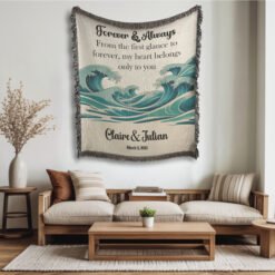 Alternative view of Personalized 100% Cotton Woven Blanket- Ocean’s Promise