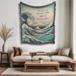 Alternative view of Personalized 100% Cotton Woven Blanket- Love Beyond Shores
