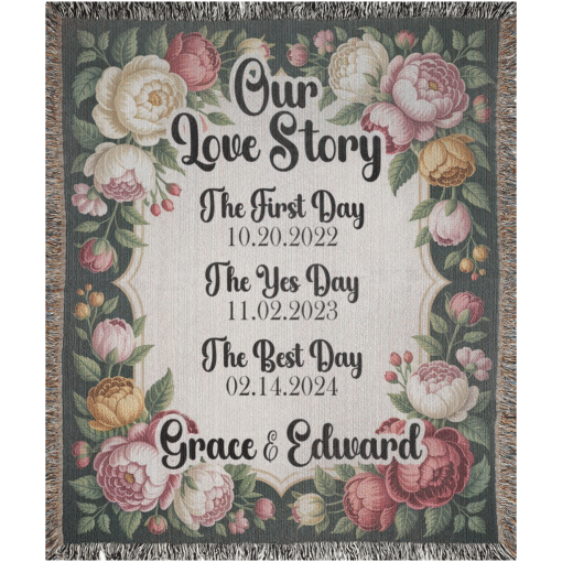 Personalized 100% Cotton Woven Blanket- Days We Cherish - Image 4