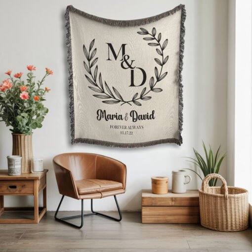 Personalized 100% Cotton Woven Blanket- Crowned in Love - Image 3