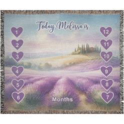 Alternative view of Personalized 100% Cotton Woven Baby Milestone Blanket – Lavender Field Design