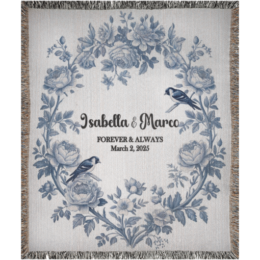 Personalized 100% Cotton Woven Blanket- Midnight Blossoms - Image 5