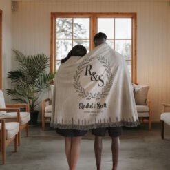 Alternative view of Personalized 100% Cotton Woven Blanket- Rustic Crest