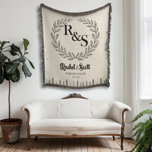 Personalized 100% Cotton Woven Blanket- Rustic Crest - Image 3