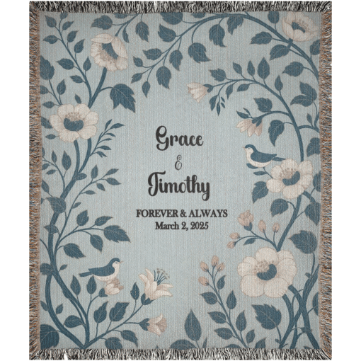 Personalized 100% Cotton Woven Blanket- Whispering Blossoms - Image 5