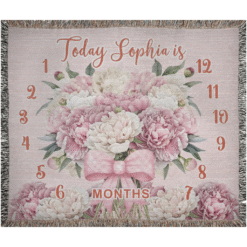 Alternative view of Personalized 100% Cotton Woven Baby Milestone Blanket – Floral Bouquet Design