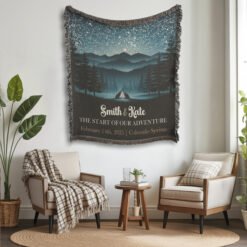 Alternative view of Personalized 100% Cotton Woven Blanket- Starlit Escape