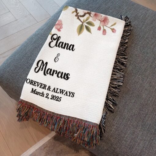 Personalized 100% Cotton Woven Blanket- Branch of Love - Image 5