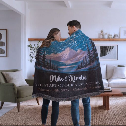 Personalized 100% Cotton Woven Blanket- Adventure Together - Image 3