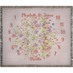 Alternative view of Personalized 100% Cotton Woven Baby Milestone Blanket – Wildflower Design