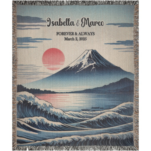 Personalized 100% Cotton Woven Blanket- Forever Fuji - Image 4